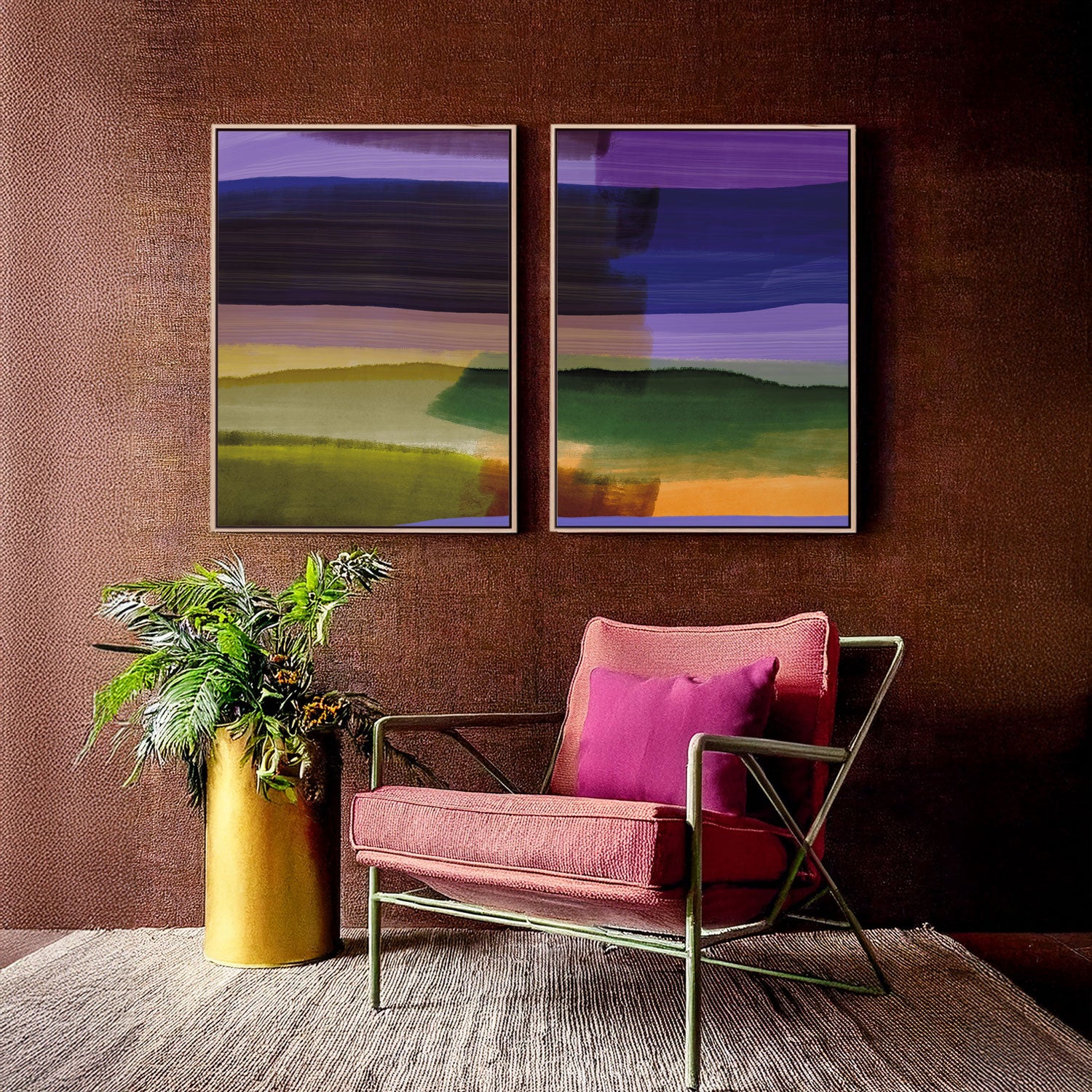 Lilac Over Green Set of Two